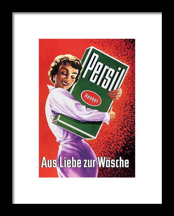 Vintage Framed Print featuring the mixed media Persil - Henkel - Vintage Advertising Poster by Studio Grafiikka