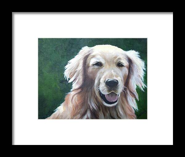Golden Retriever Framed Print featuring the painting Pete by Nancy Jolley