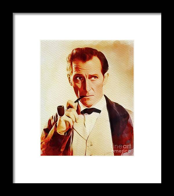 Peter Framed Print featuring the painting Peter Cushing, Movie Legend by Esoterica Art Agency