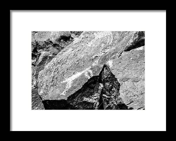 Petroglyph Framed Print featuring the photograph Petrogllyph Canyon 3 by Jessica Levant