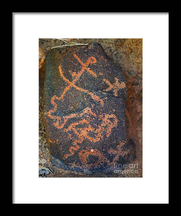 Stone Framed Print featuring the photograph Petroglyph Tucson Arizona by Donna Greene