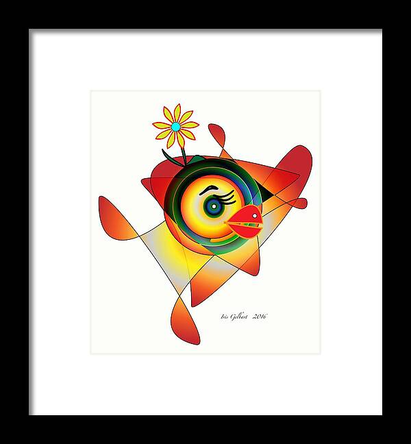 Comic Framed Print featuring the digital art Petunia Parrot by Iris Gelbart
