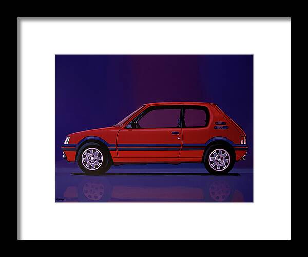 Peugeot 205 Gti Framed Print featuring the painting Peugeot 205 GTI 1984 Painting by Paul Meijering