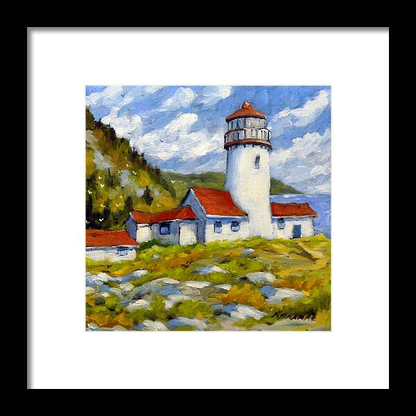 Fishing Boats Framed Print featuring the painting Phare 004 by Richard T Pranke