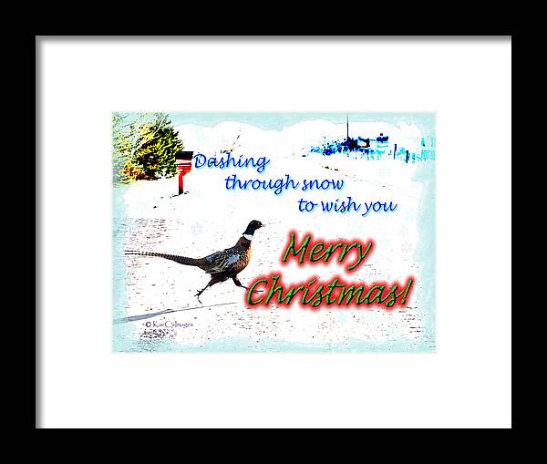 Greeting Card Framed Print featuring the digital art Pheasant Greeting by Kae Cheatham