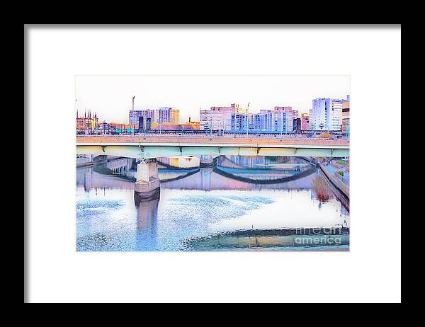 I Went For A Early Morning Walk And Came Across This Scene In Philadelphia. I Liked The Colors And Reflections Off The Water. This Is Another Version Of The Scene. Framed Print featuring the photograph Philadelphia Scene1 by Merle Grenz