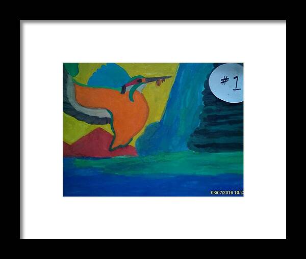  Framed Print featuring the painting Philippine Kingfisher Painting Contest2 by Carmela Maglasang