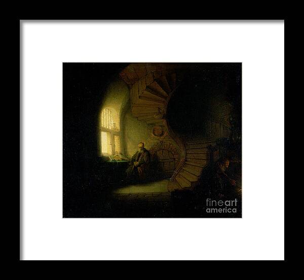 Rembrandt Framed Print featuring the painting Philosopher in Meditation by Rembrandt