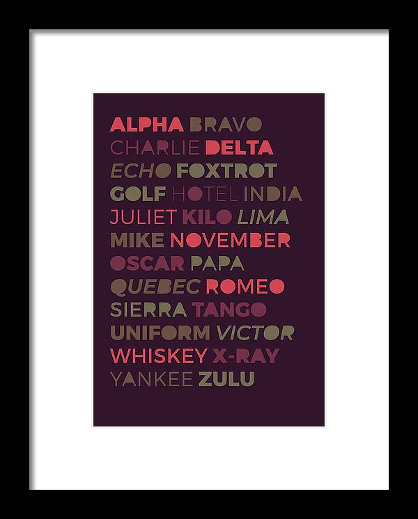 English Framed Print featuring the digital art Phonetic Alphabet by Mike Taylor