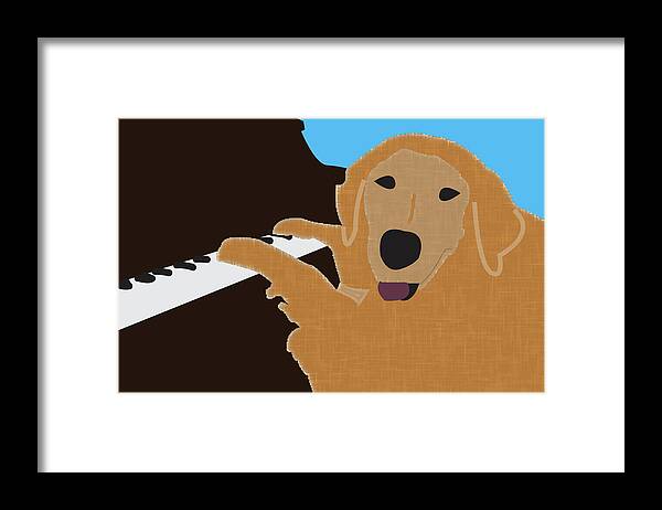 Golden Retriever Framed Print featuring the digital art Piano Dog by Caroline Elgin