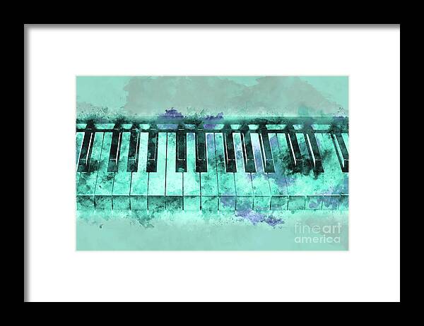 Piano Framed Print featuring the photograph Piano keyboard watercolor by Delphimages Photo Creations