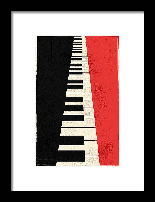 Minimalistic Abstract Framed Print featuring the digital art Piano keys by IamLoudness Studio