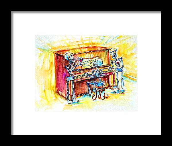 Day Of The Dead Framed Print featuring the painting Piano Man by Heather Calderon