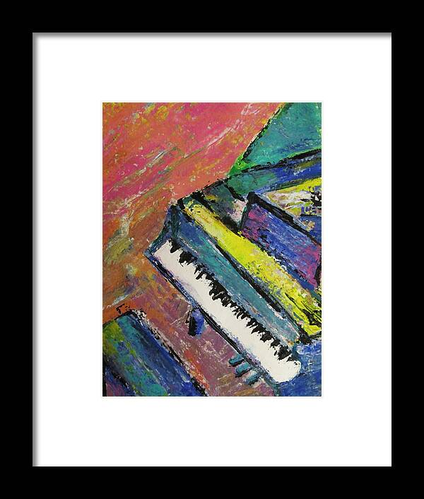 Music Framed Print featuring the painting Piano with Yellow by Anita Burgermeister