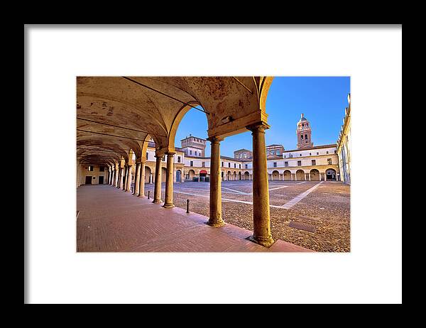 Mantua Framed Print featuring the photograph Piazza Castello in Mantova architecture view by Brch Photography