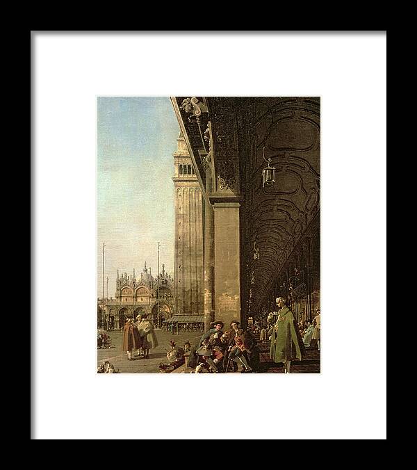 Canaletto Framed Print featuring the painting Piazza di San Marco and the Colonnade of the Procuratie Nuove by Canaletto