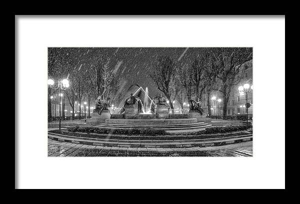 Fontana Framed Print featuring the photograph Piazza Solferino in Winter-1 by Sonny Marcyan