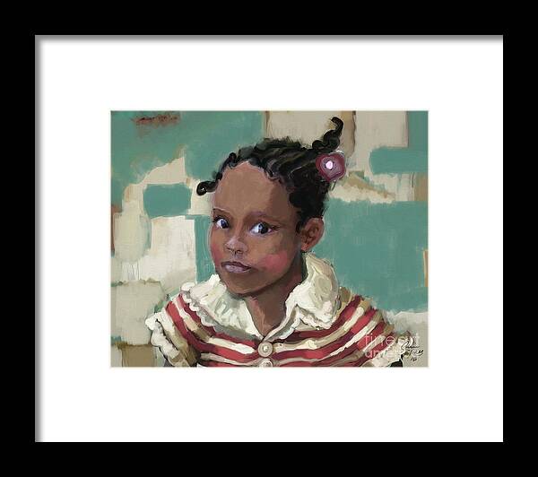 Black Framed Print featuring the painting Picture Day by Carrie Joy Byrnes