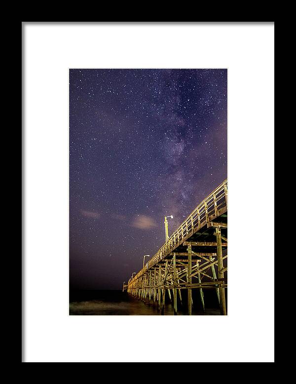 Oak Island Framed Print featuring the photograph Pier into the Stars by Nick Noble