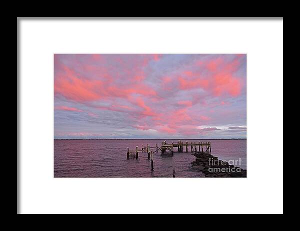 Rocky Point Park Framed Print featuring the photograph Pier Sunset by Tammie Miller