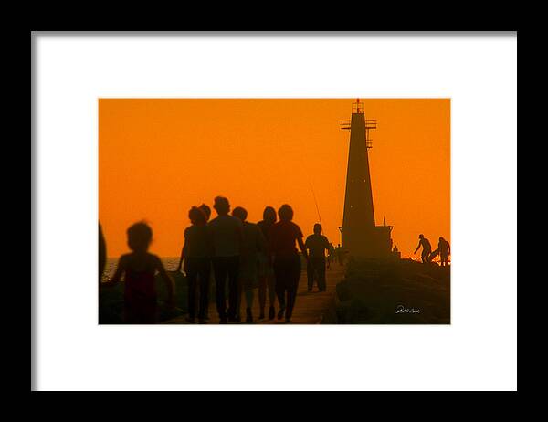 Photography Framed Print featuring the photograph Pier Walkers by Frederic A Reinecke