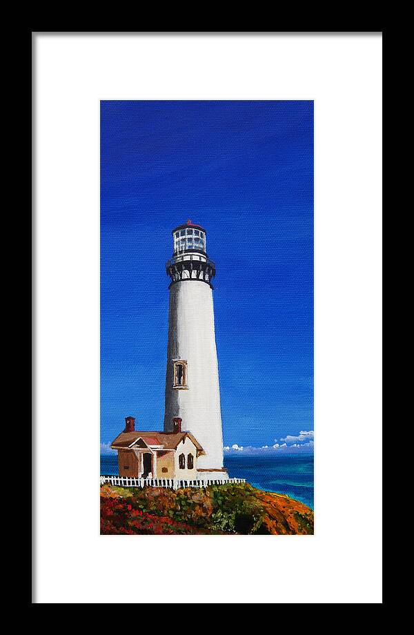 Lighthouses Framed Print featuring the painting Pigeon Point Lighthouse by Anne Marie Brown