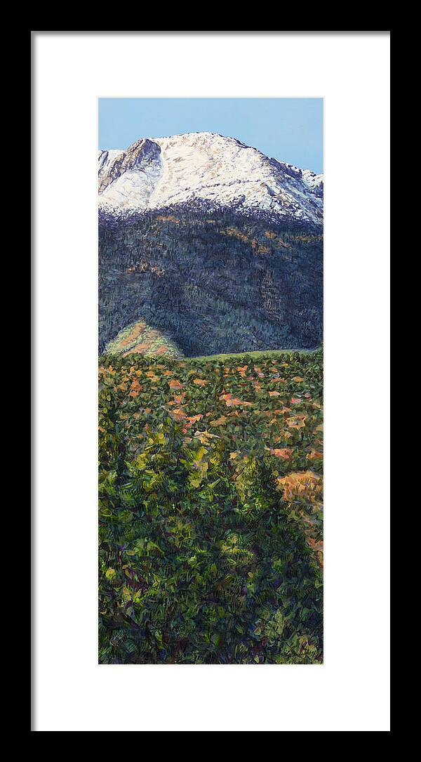 Colorado Framed Print featuring the painting Pike's Peak in Summer by James W Johnson