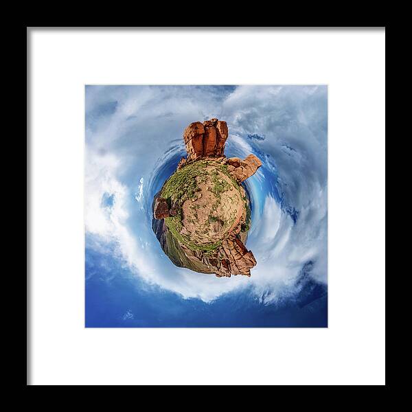 American West Framed Print featuring the photograph Pikes Peak Tiny Planet #1 by Chris Bordeleau