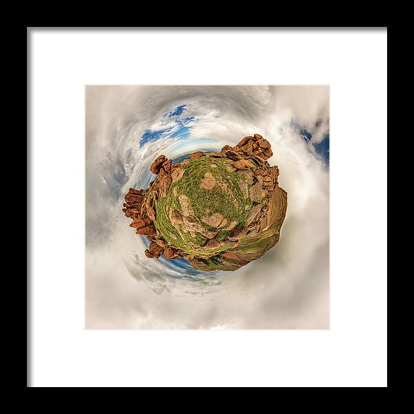 American West Framed Print featuring the photograph Pikes Peak Tiny Planet #2 by Chris Bordeleau