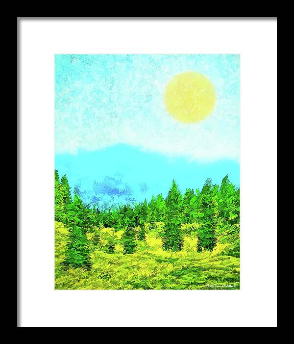 Joelbrucewallach Framed Print featuring the digital art Pine Tree Mountain Blue - Shasta California by Joel Bruce Wallach