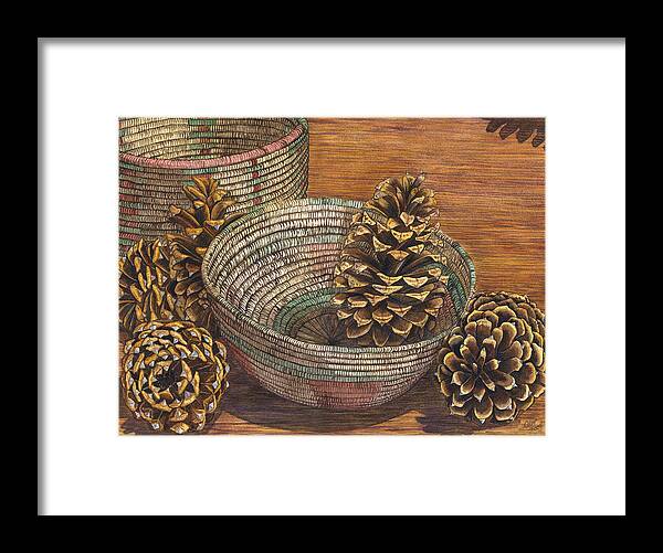 Pinecone Framed Print featuring the painting Pinecones by Catherine G McElroy