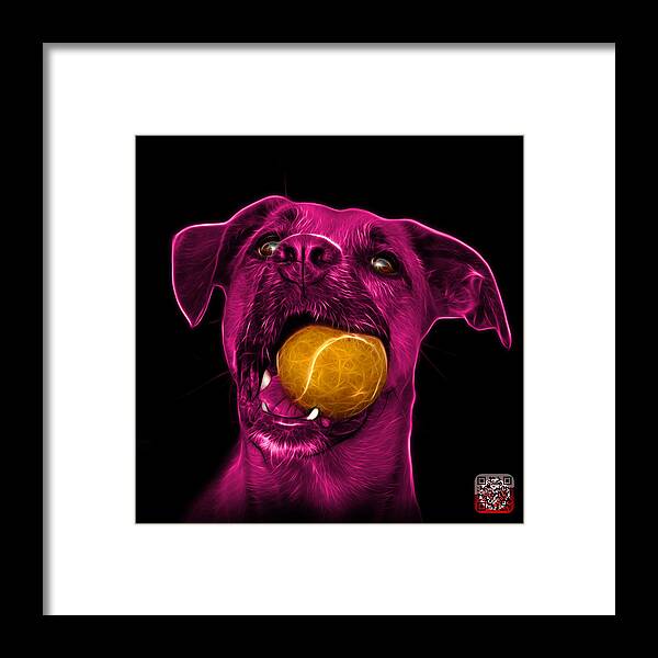 Dog Framed Print featuring the digital art Pink Boxer Mix Dog Art - 8173 - WB by James Ahn