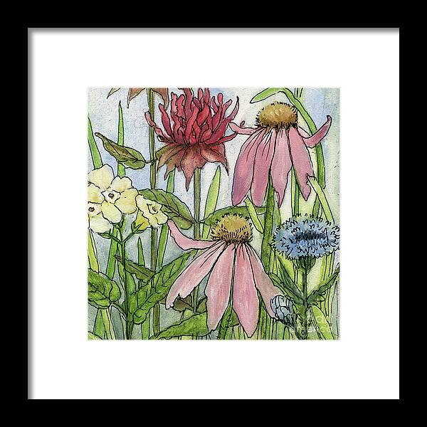 Pink Flower Framed Print featuring the painting Pink Coneflower by Laurie Rohner