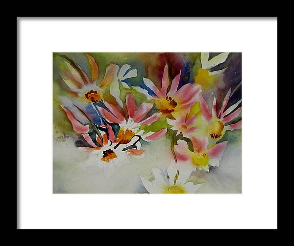 Watercolor Framed Print featuring the painting Pink Daisies by Carole Johnson