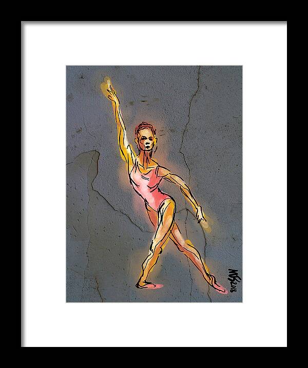 Dancer Framed Print featuring the digital art Pink Dancer by Michael Kallstrom