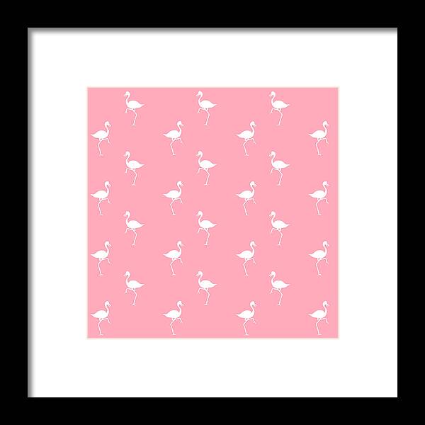 Flamingo Framed Print featuring the mixed media Pink Flamingos Pattern by Christina Rollo
