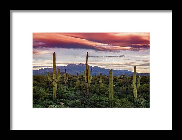 Sunset Framed Print featuring the photograph Pink Four Peaks Sunset by Saija Lehtonen