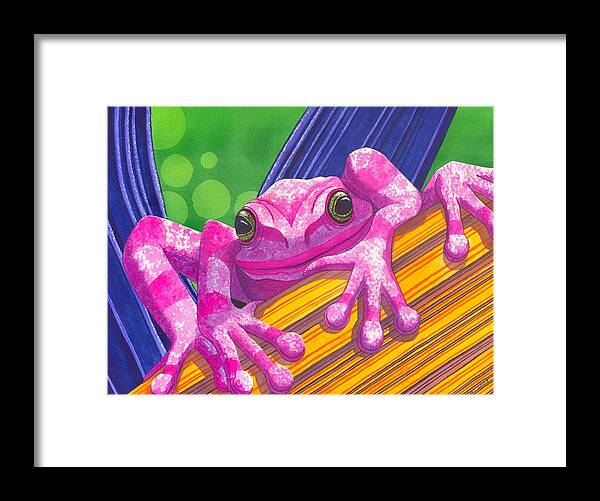 Frog Framed Print featuring the painting Pink Frog by Catherine G McElroy