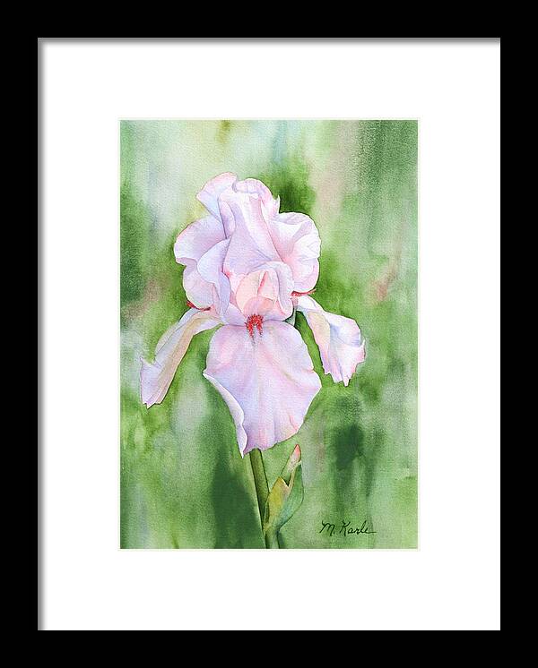 Flower Framed Print featuring the painting Pink Iris by Marsha Karle