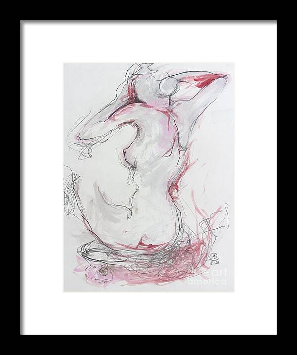 Northernlights Framed Print featuring the drawing Pink Lady by Marat Essex