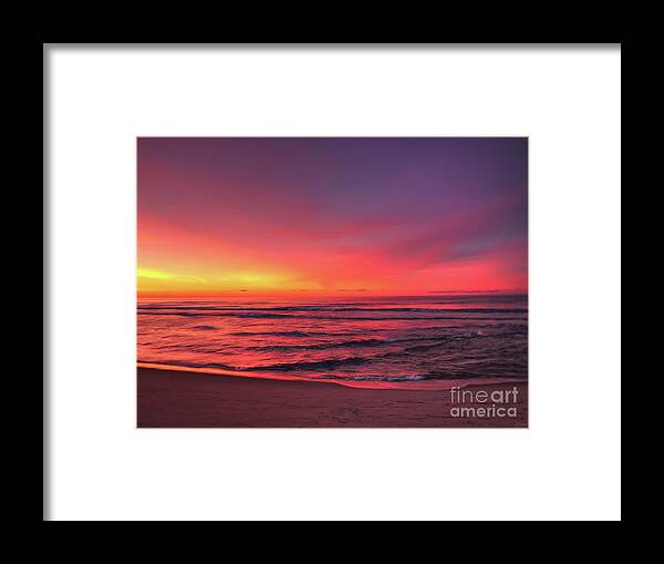 Sunrise Framed Print featuring the photograph Pink LBI Sunrise by Jeff Breiman