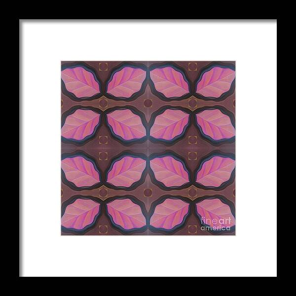 Pink Leaves Framed Print featuring the mixed media Pink Leaves Arrangement by Helena Tiainen