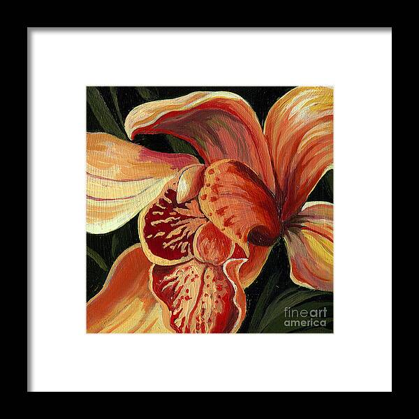 Floral Artwork Framed Print featuring the painting Pink Lily - flower painting by Linda Apple