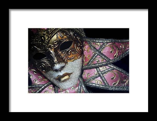 Black Framed Print featuring the photograph Pink Mask by Oscar Gutierrez
