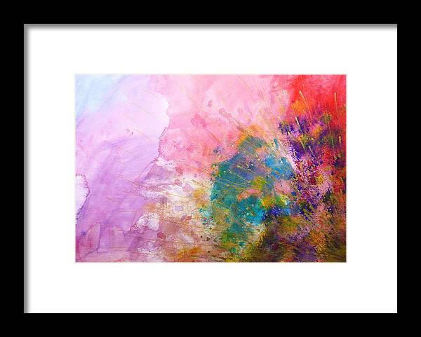 Abstract Framed Print featuring the painting Pink Nebula by Nigel Radcliffe