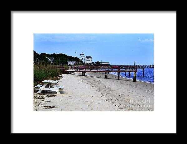 Pink Pier Framed Print featuring the photograph Pink Pier Southport, North Carolina by Amy Lucid