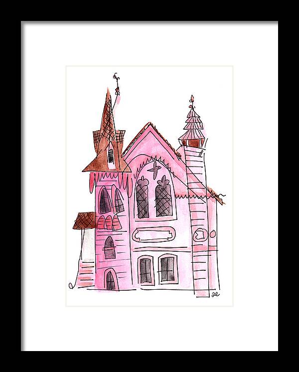 Art Framed Print featuring the painting Pink Presbyterian Church by Anna Elkins
