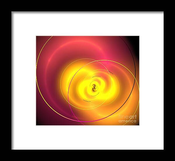 Abstract Framed Print featuring the digital art Pink Sun Rings by Kim Sy Ok
