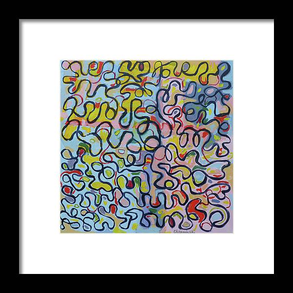Abstract Framed Print featuring the painting Pink Swirls by Stan Chraminski