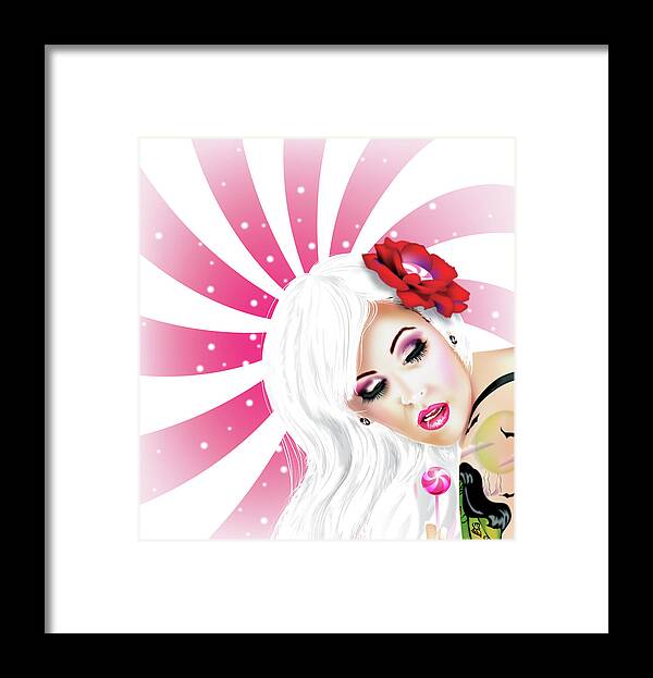 Flossie Carmichael Framed Print featuring the digital art PInk Swirls with Floss by Brian Gibbs